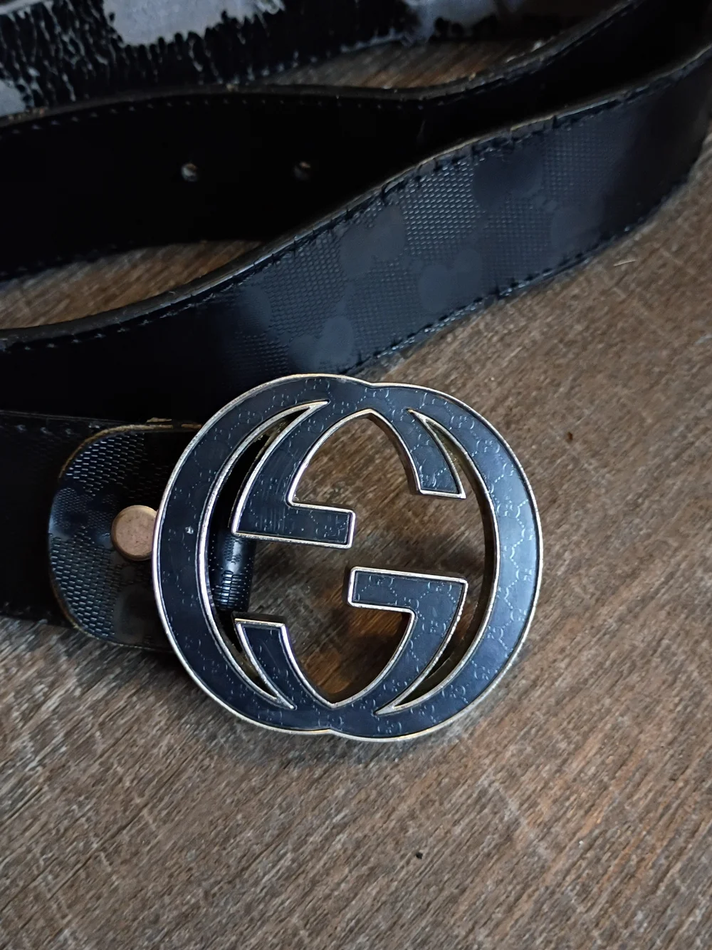 Gucci Black GG Monogram Belt Buckle